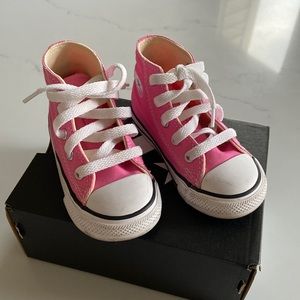 Pink high top converse